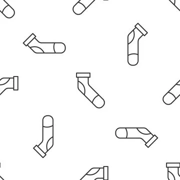 Grey line Baseball sock icon isolated seamless pattern on white background Stock Illustration