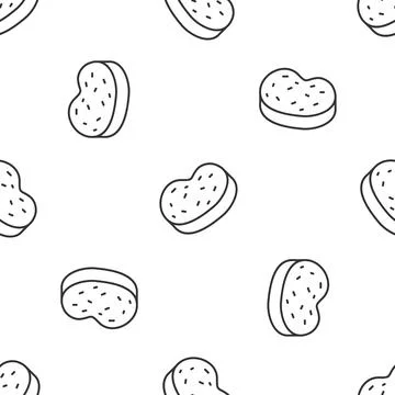 Grey line Bath sponge icon isolated seamless pattern on white background. Sauna Illustrazione stock
