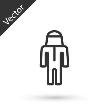 Grey line Beekeeper with protect hat icon isolated on white background. Special Stock Illustration