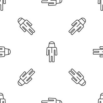 Grey line Beekeeper with protect hat icon isolated seamless pattern on white  Stock Illustration