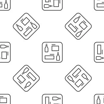Grey line Beer menu icon isolated seamless pattern on white background. Beer Illustrazione stock