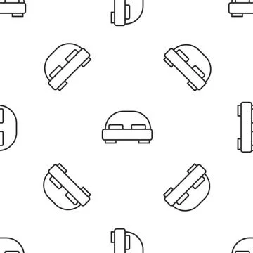 Grey line Big bed for two or one person icon isolated seamless pattern on whi Stock Illustration