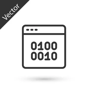 Grey line Binary code icon isolated on white background. Vector Stock Illustration