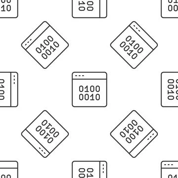 Grey line Binary code icon isolated seamless pattern on white background. Vector Stock Illustration