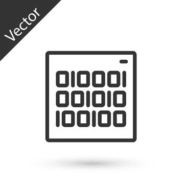 Grey line Binary code icon isolated on white background. Vector 스톡 일러스트