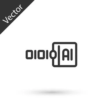 Grey line Binary code icon isolated on white background. Vector イラスト素材