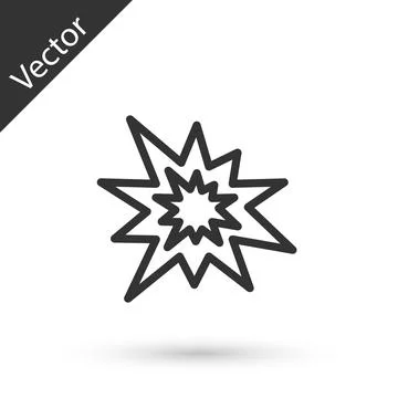 Grey line Bomb explosion with shrapnel and fireball icon isolated on white 스톡 일러스트