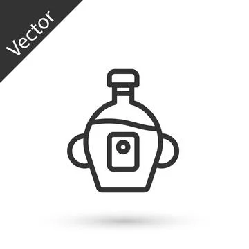 Grey line Bottle of maple syrup icon isolated on white background. Vector Stock Illustration