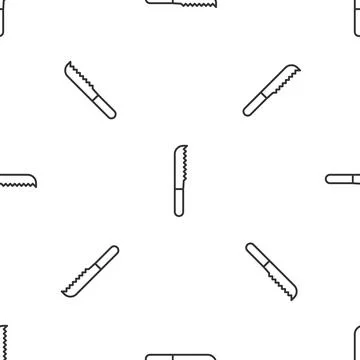 Grey line Bread knife icon isolated seamless pattern on white background Stock Illustration