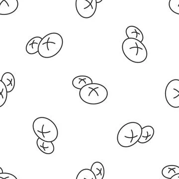 Grey line Bread loaf icon isolated seamless pattern on white background. Vector Stock Illustration