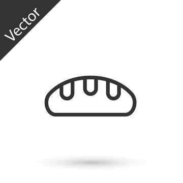Grey line Bread loaf icon isolated on white background. Vector Illustrazione stock