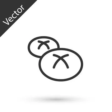Grey line Bread loaf icon isolated on white background. Vector Stock Illustration
