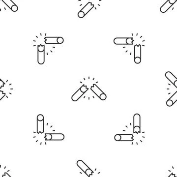 Grey line Broken cigarette icon isolated seamless pattern on white backgrou.. Stock Illustration