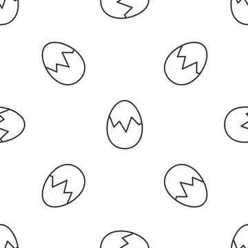 Grey line Broken egg icon isolated seamless pattern on white background. Happy Stock Illustration