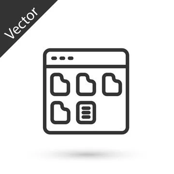 Grey line Browser files icon isolated on white background. Vector Stockillustratie