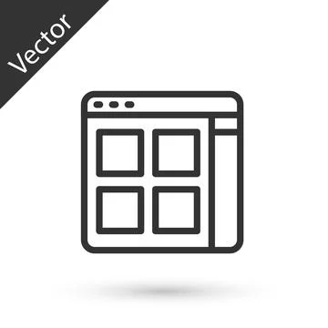Grey line Browser files icon isolated on white background. Vector Stock Illustration