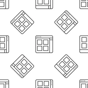 Grey line Browser files icon isolated seamless pattern on white background Illustrazione stock