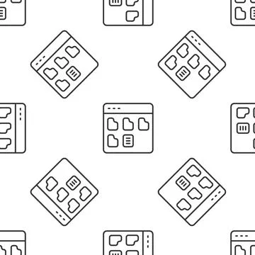 Grey line Browser files icon isolated seamless pattern on white background... Illustrazione stock