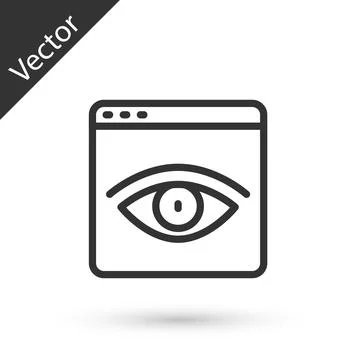 Grey line Browser incognito window icon isolated on white background. Vector Stock Illustration