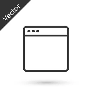 Grey line Browser window icon isolated on white background. Vector Stockillustratie