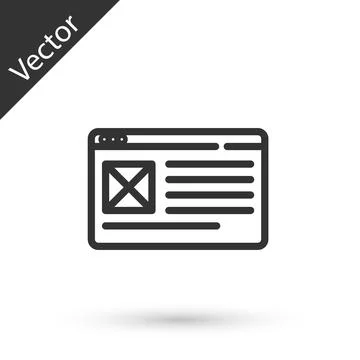 Grey line Browser window icon isolated on white background. Vector イラスト素材