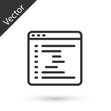 Grey line Browser window icon isolated on white background. Vector イラスト素材