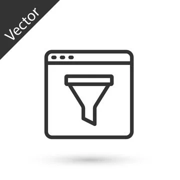 Grey line Browser window icon isolated on white background. Vector Stockillustratie