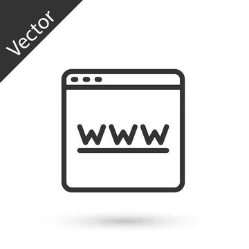 Grey line Browser window icon isolated on white background. Vector Stockillustratie