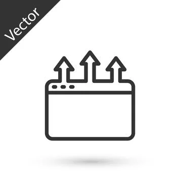 Grey line Browser window icon isolated on white background. Vector イラスト素材