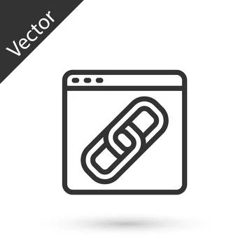 Grey line Browser window icon isolated on white background. Vector Stockillustratie