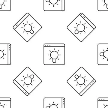 Grey line Browser window icon isolated seamless pattern on white background Stock Illustration