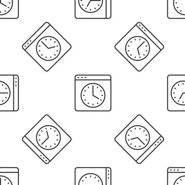 Grey line Browser window icon isolated seamless pattern on white background Stock Illustration
