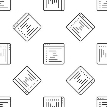 Grey line Browser window icon isolated seamless pattern on white background Stock Illustration