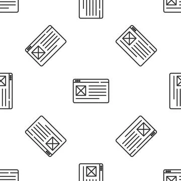 Grey line Browser window icon isolated seamless pattern on white background Stock Illustration
