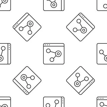 Grey line Browser window icon isolated seamless pattern on white background Illustrazione stock