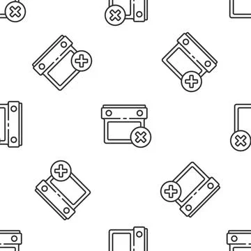 Grey line Calendar date delete icon isolated seamless pattern on white Stock Illustration