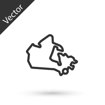 Grey line Canada map icon isolated on white background. Vector Stock Illustration