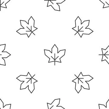 Grey line Canadian maple leaf icon isolated seamless pattern on white background Illustrazione stock