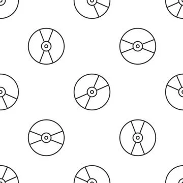 Grey line CD or DVD disk icon isolated seamless pattern on white background Stock Illustration