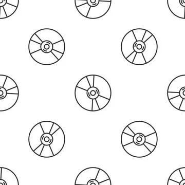 Grey line CD or DVD disk icon isolated seamless pattern on white background.  Stock Illustration