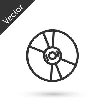 Grey line CD or DVD disk icon isolated on white background. Compact disc si.. Stock Illustration
