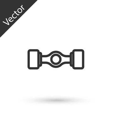 Grey line Chassis car icon isolated on white background. Vector Illustrazione stock