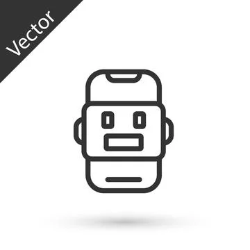 Grey line Chat bot icon isolated on white background. Chatbot icon. Vector Illustrazione stock