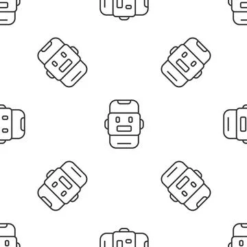 Grey line Chat bot icon isolated seamless pattern on white background. Chatbot Illustrazione stock