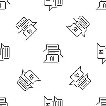 Grey line Chat bot icon isolated seamless pattern on white background. Chatbot Illustrazione stock