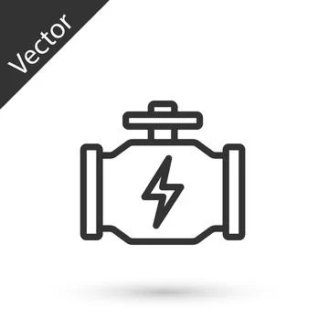 Grey line Check engine icon isolated on white background. Vector Stock Illustration