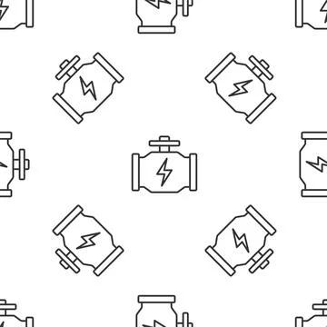 Grey line Check engine icon isolated seamless pattern on white background 스톡 일러스트