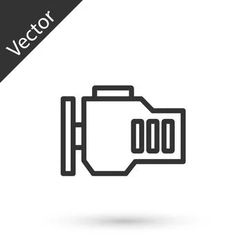 Grey line Check engine icon isolated on white background. Vector Stock Illustration