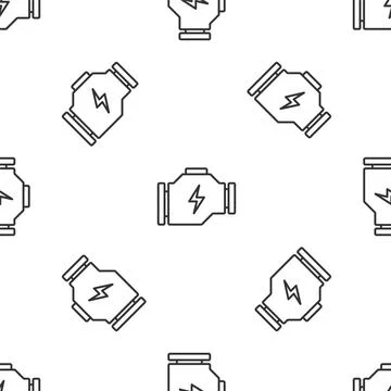Grey line Check engine icon isolated seamless pattern on white background Illustrazione stock