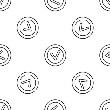 Grey line Check mark in round icon isolated seamless pattern on white background イラスト素材